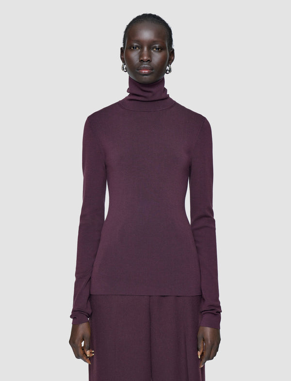 Joseph Silk Stretch High Neck Top Maraschino