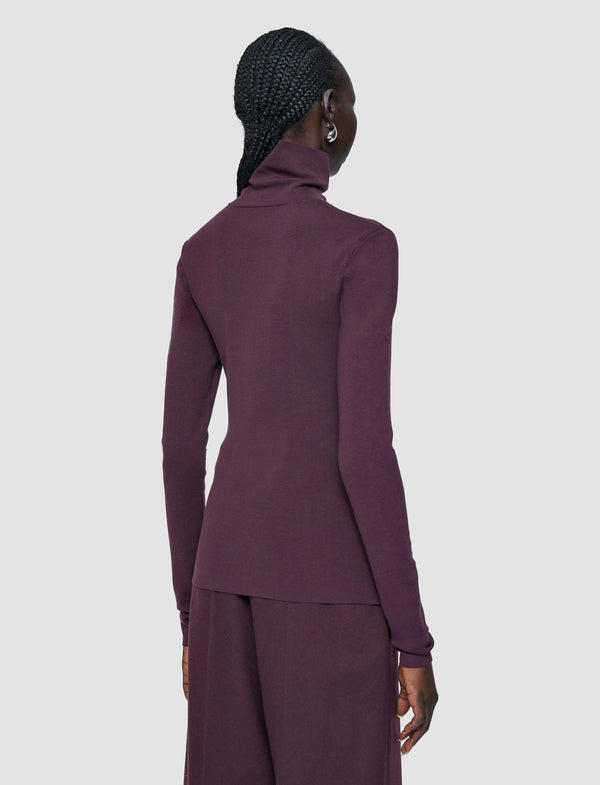 Joseph Silk Stretch High Neck Top Maraschino