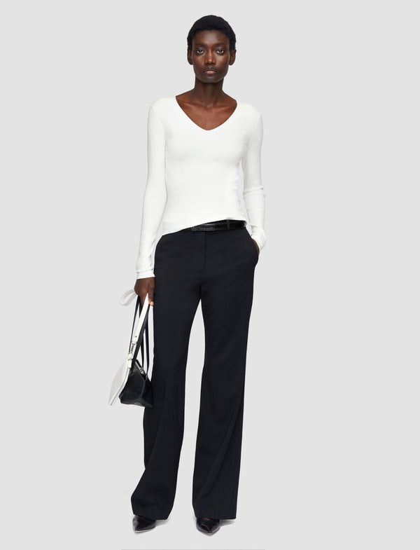 Joseph Silk Stretch V Neck Top Ivory