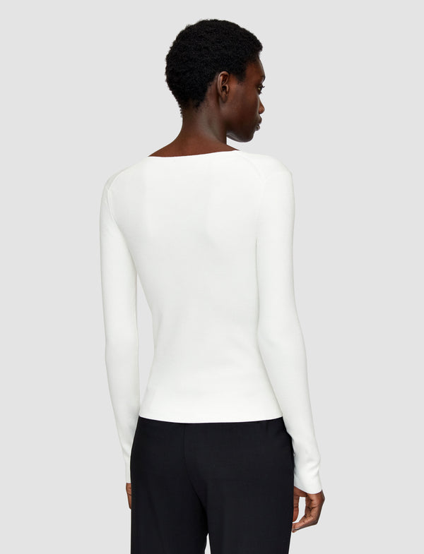 Joseph Silk Stretch V Neck Top Ivory