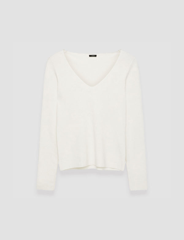 joseph Silk Stretch V Neck Top Ivory