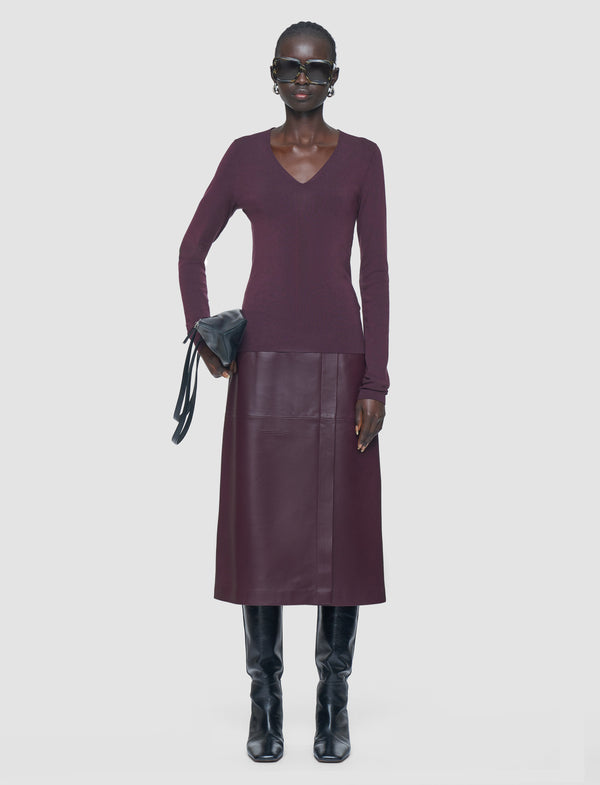 Joseph Silk Stretch V Neck Top Maraschino