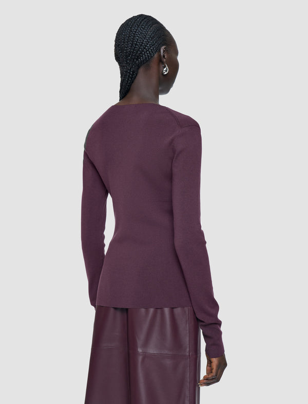 Joseph Silk Stretch V Neck Top Maraschino