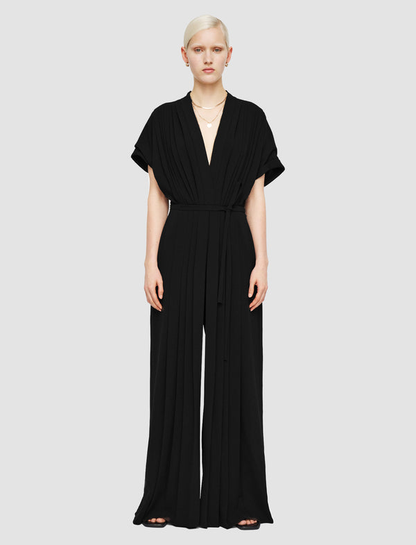Joseph Sofia Airy Plissé Jumpsuit Black