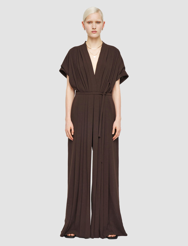 Joseph Sofia Airy Plissé Jumpsuit Ebony