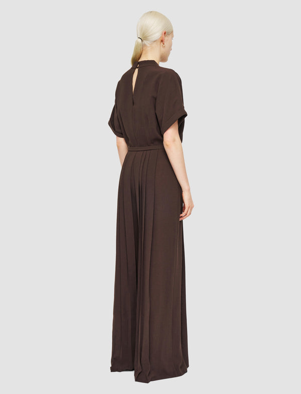 Joseph Sofia Airy Plissé Jumpsuit Ebony