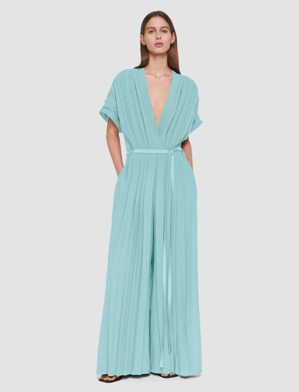 Joseph Sofia Airy Plissé Jumpsuit Lagoon