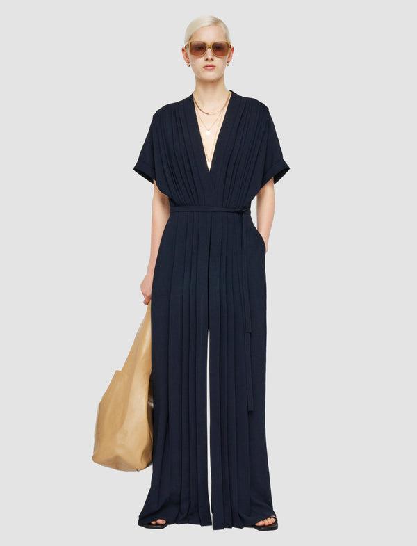 Joseph Sofia Airy Plissé Jumpsuit Navy
