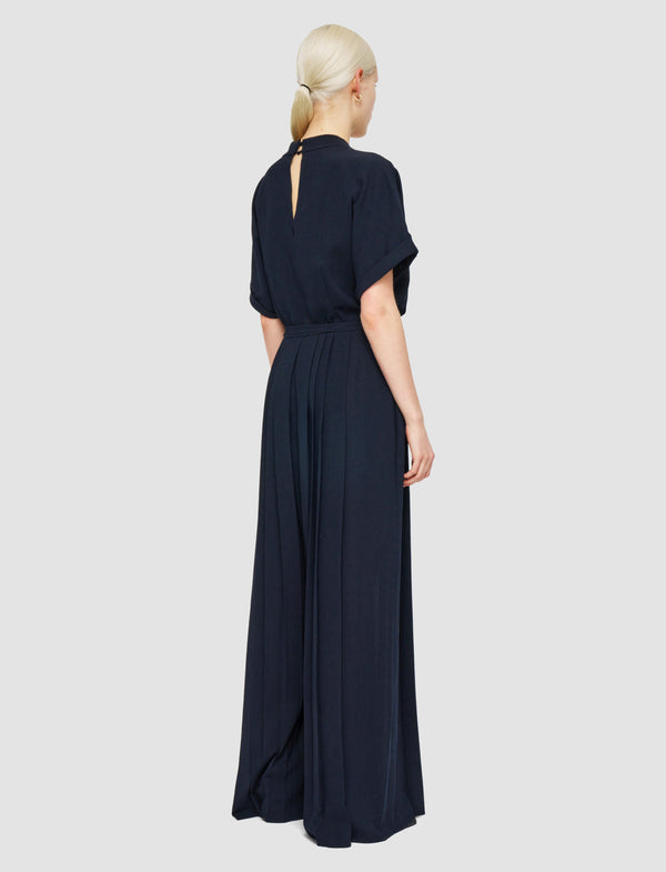Joseph Sofia Airy Plissé Jumpsuit Navy