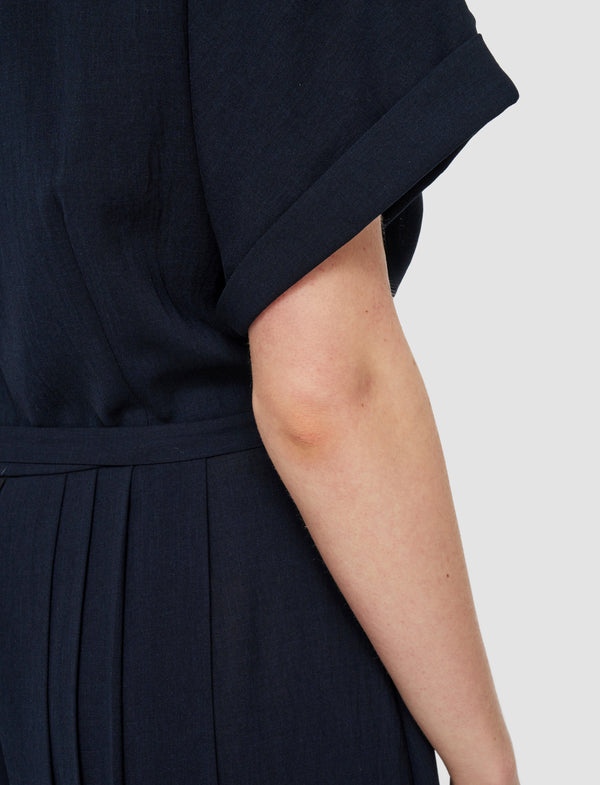 Joseph Sofia Airy Plissé Jumpsuit Navy