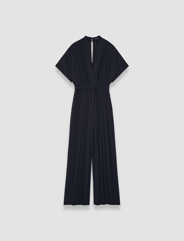 joseph Sofia Airy Plissé Jumpsuit Navy