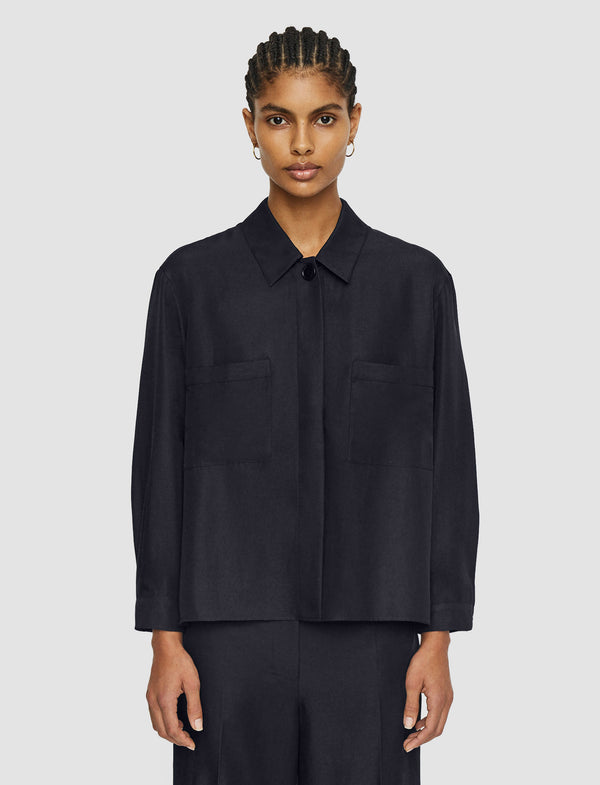 Joseph Soft Cotton Silk Satie Shirt Navy