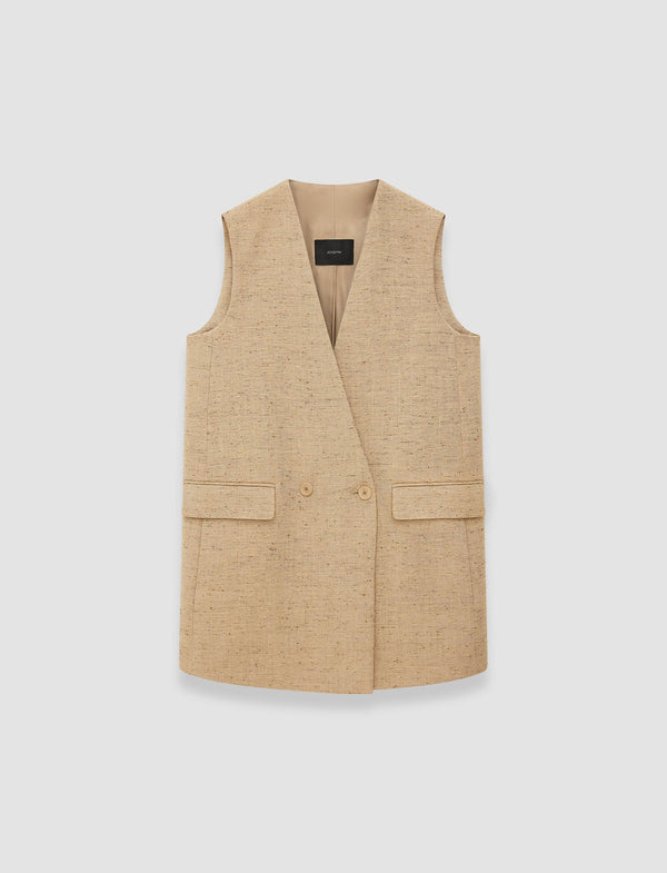 joseph Speckled Silk Linen Arago Waistcoat Sesame