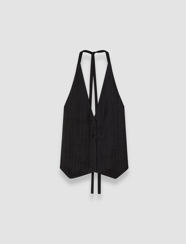 joseph Suez Pleat Jacquard Tie Waistcoat Black