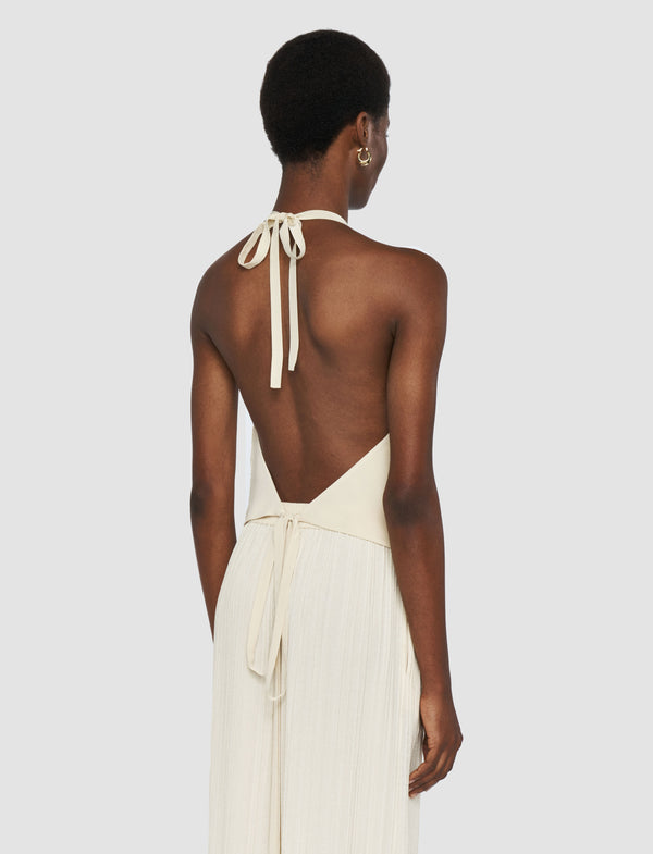 Joseph Suez Pleat Jacquard Tie Waistcoat Seashell