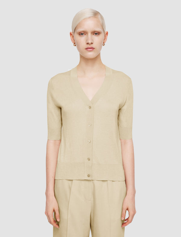 Joseph Superfine Cotton Silk Cardigan Quail