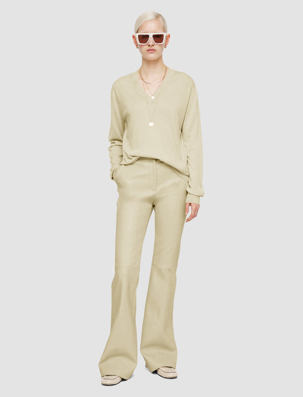 Joseph Superfine Cotton Silk V Neck Jumper Quail