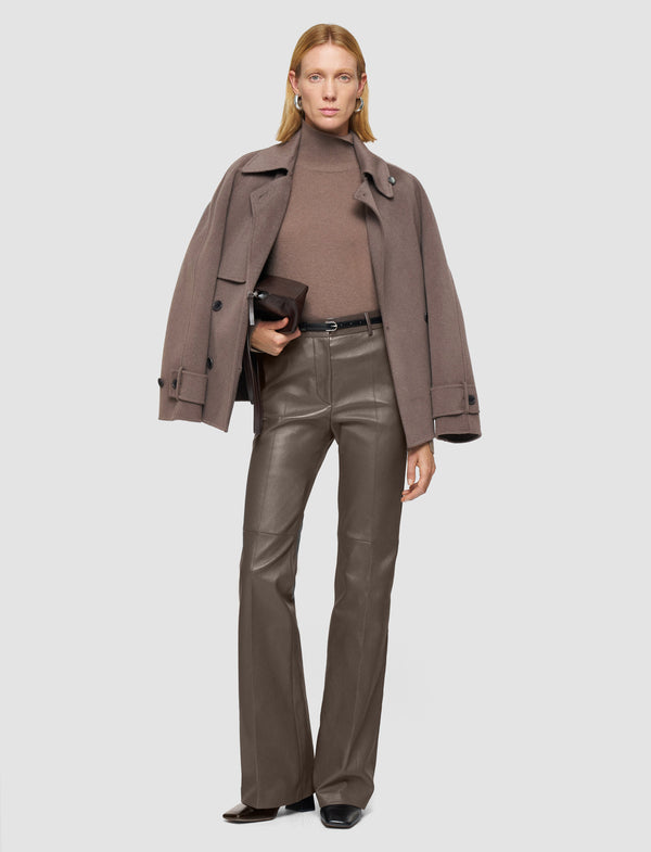 Joseph Tafira Leather Stretch Trousers Mushroom