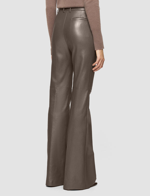 Joseph Tafira Leather Stretch Trousers Mushroom
