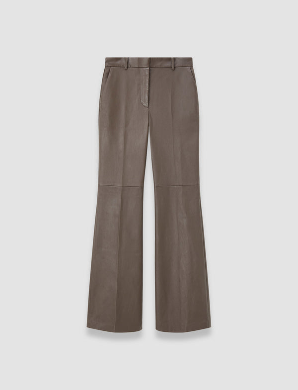 joseph Tafira Leather Stretch Trousers Mushroom