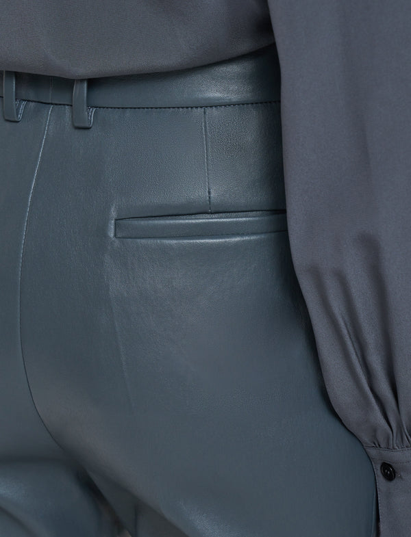 Joseph Tafira Leather Stretch Trousers Smoke