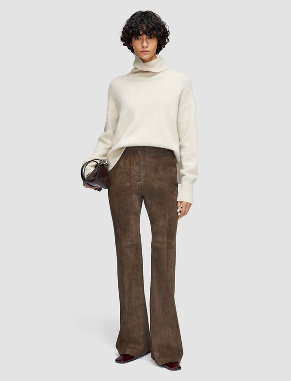 Joseph Tafira Suede Stretch Trousers Mushroom