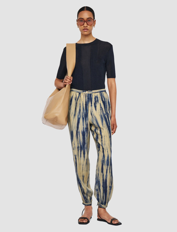 Joseph Taio Tie Dye Silk Trousers Desert Sand/Navy