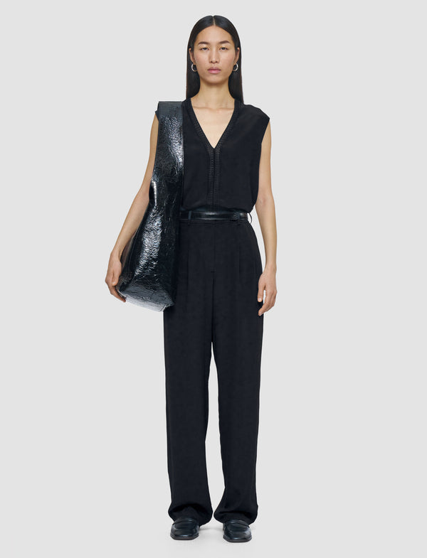 Joseph Tarn Crepe De Soie Silk Trousers Black