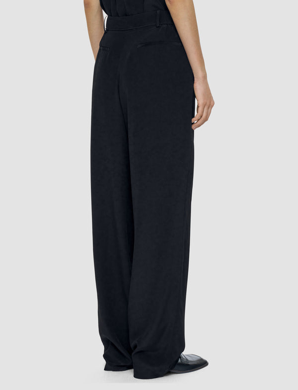 Joseph Tarn Crepe De Soie Silk Trousers Black