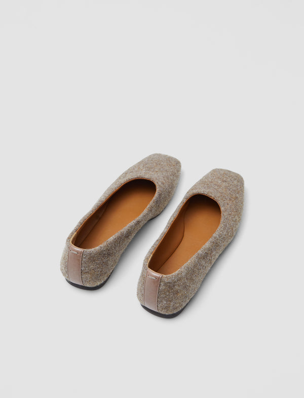 Joseph Textured Wool Ballerinas Mushroom