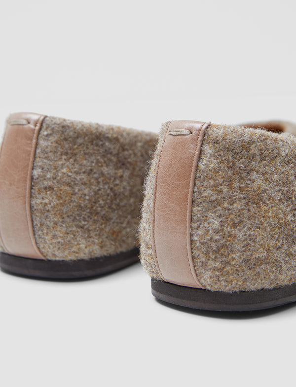 Joseph Textured Wool Ballerinas Mushroom