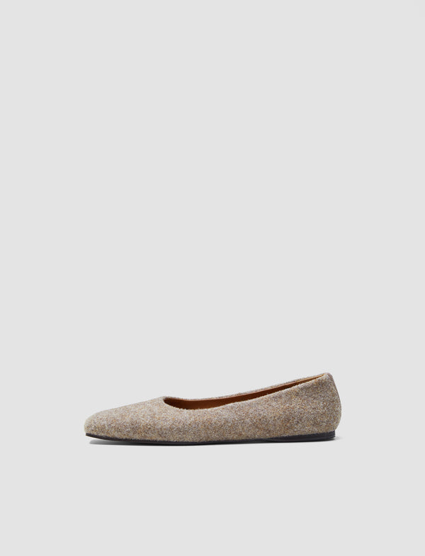 joseph Textured Wool Ballerinas Mushroom