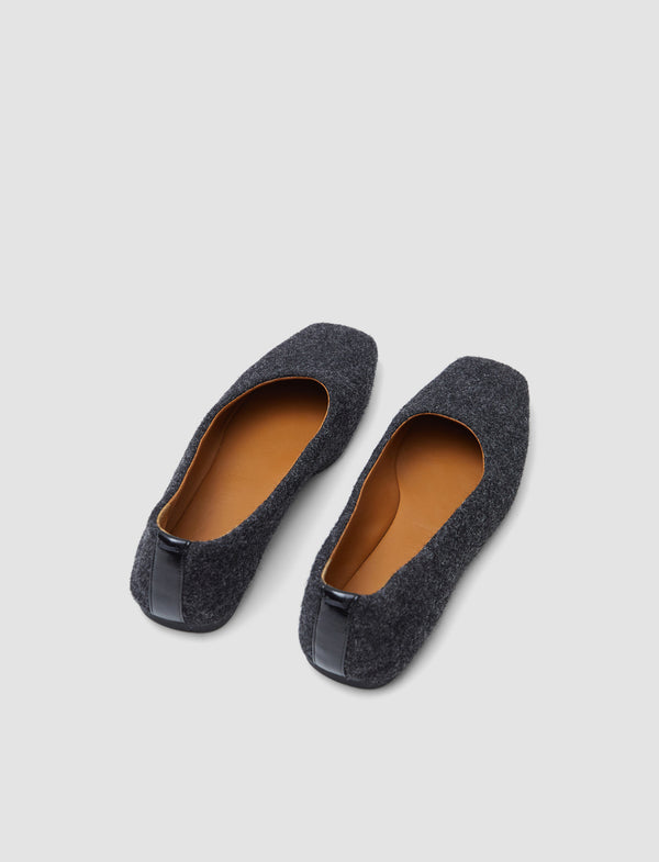 Joseph Textured Wool Ballerinas Smoke