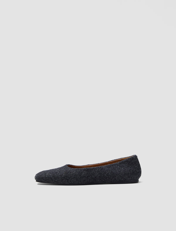 joseph Textured Wool Ballerinas Smoke