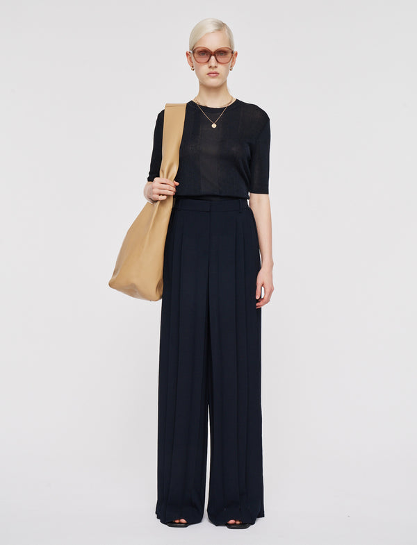 joseph Tibre Airy Plissé Trousers Navy