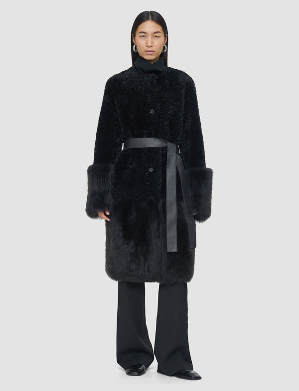 Joseph Tina Shearling Coat Dark Smoke
