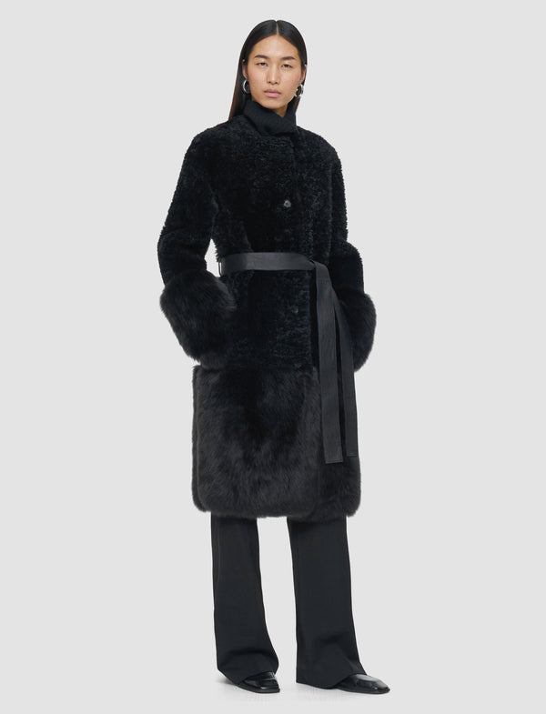 Joseph Tina Shearling Coat Dark Smoke