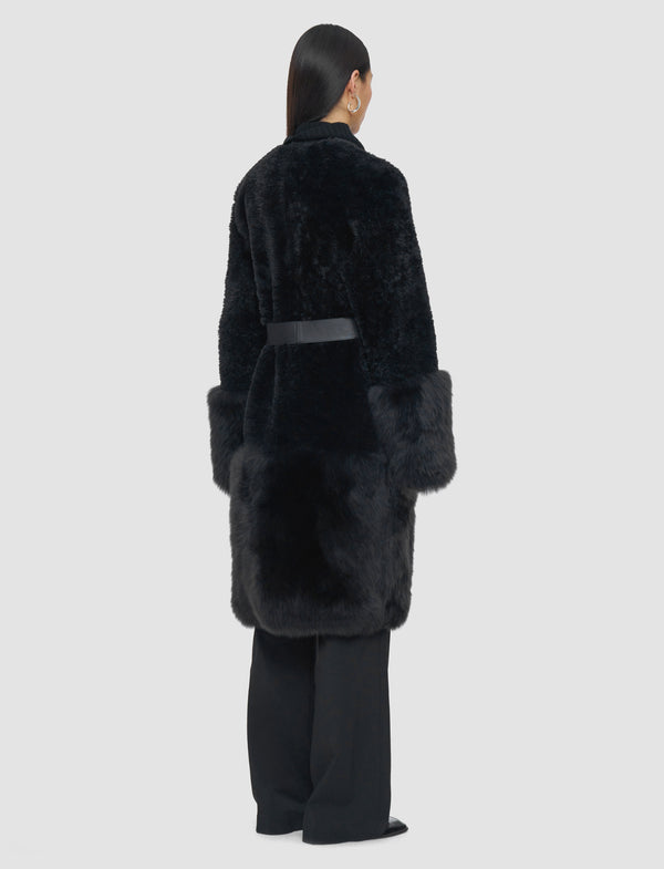 Joseph Tina Shearling Coat Dark Smoke