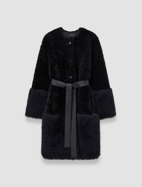 joseph Tina Shearling Coat Dark Smoke