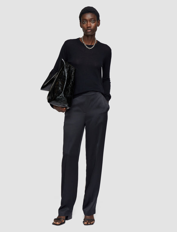 Joseph Tova Silk Satin Trousers Black