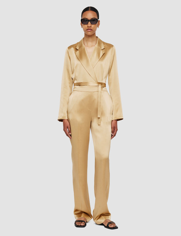 Joseph Tova Silk Satin Trousers Desert Sand