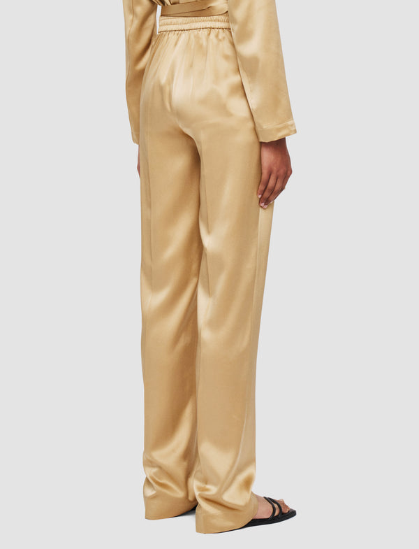 Joseph Tova Silk Satin Trousers Desert Sand