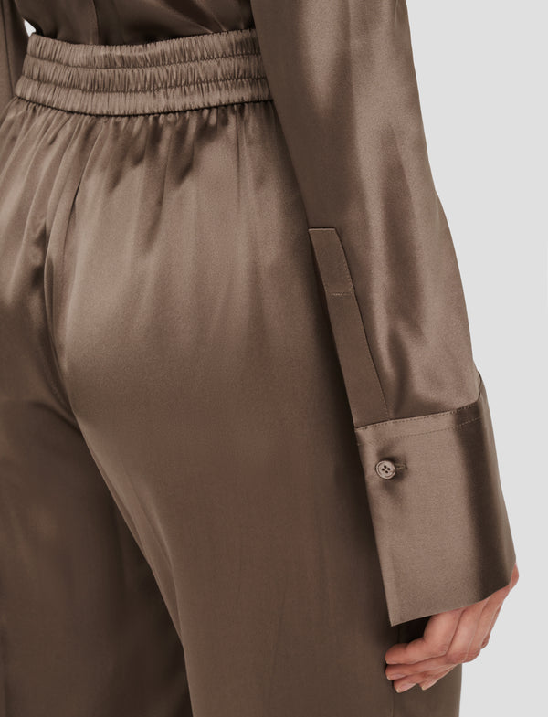 Joseph Tova Silk Satin Trousers Escargot