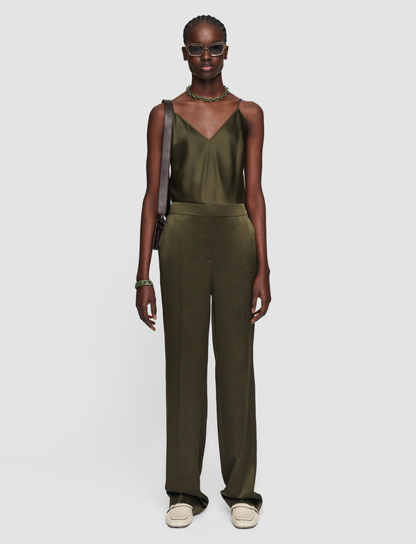 Joseph Tova Silk Satin Trousers Hass Avocado