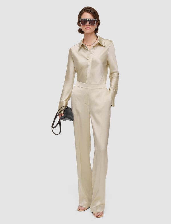 Joseph Tova Silk Satin Trousers Oat