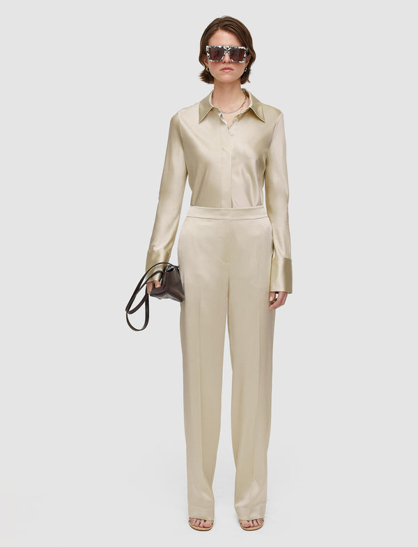 Joseph Tova Silk Satin Trousers Oat