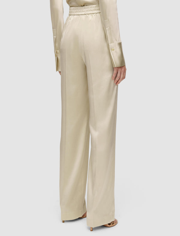 Joseph Tova Silk Satin Trousers Oat