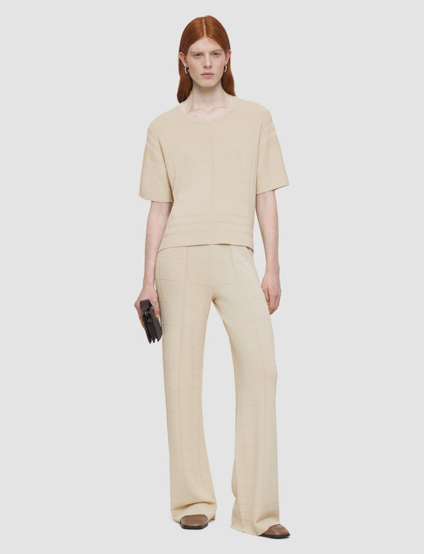 Joseph Viscose Grid Knit T-Shirt Affogato