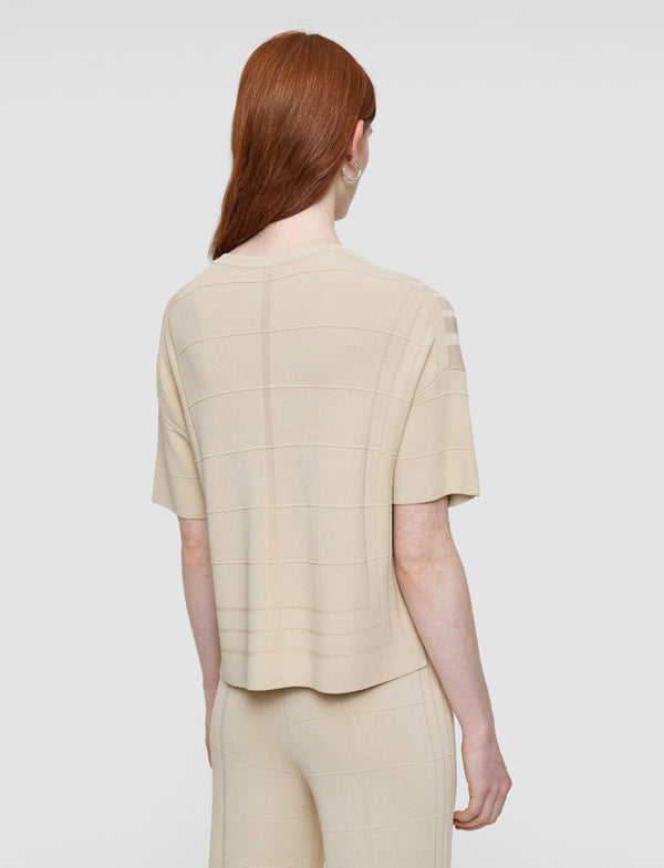 Joseph Viscose Grid Knit T-Shirt Affogato