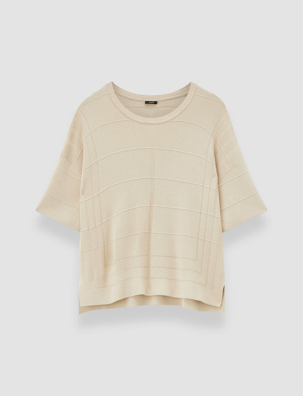 joseph Viscose Grid Knit T-Shirt Affogato